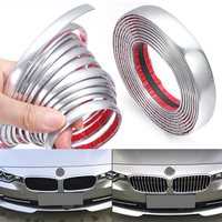 Chrome Moulding Trim Car Door Protector Stickers Strip Bumper Grill Car Anti-Collision Tape Door Edge Guard Plate Bright Sticker