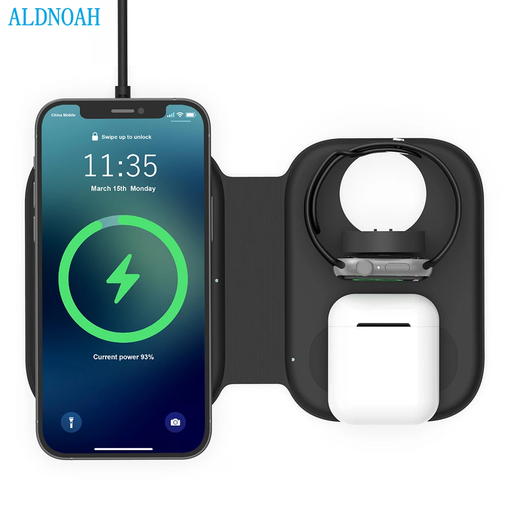 

Folding Fast Magnetic Wireless Chargers Pad 3in1 Charging Station For iPhone 13 12 11 XS X 8 Airpods Pro Apple iwatch Charger