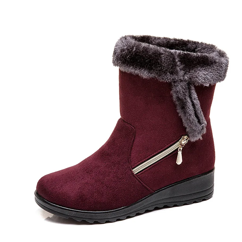 Botas De nieve cálidas para Mujer, botines De felpa con cremallera, Zapatos De talla grande, Invierno