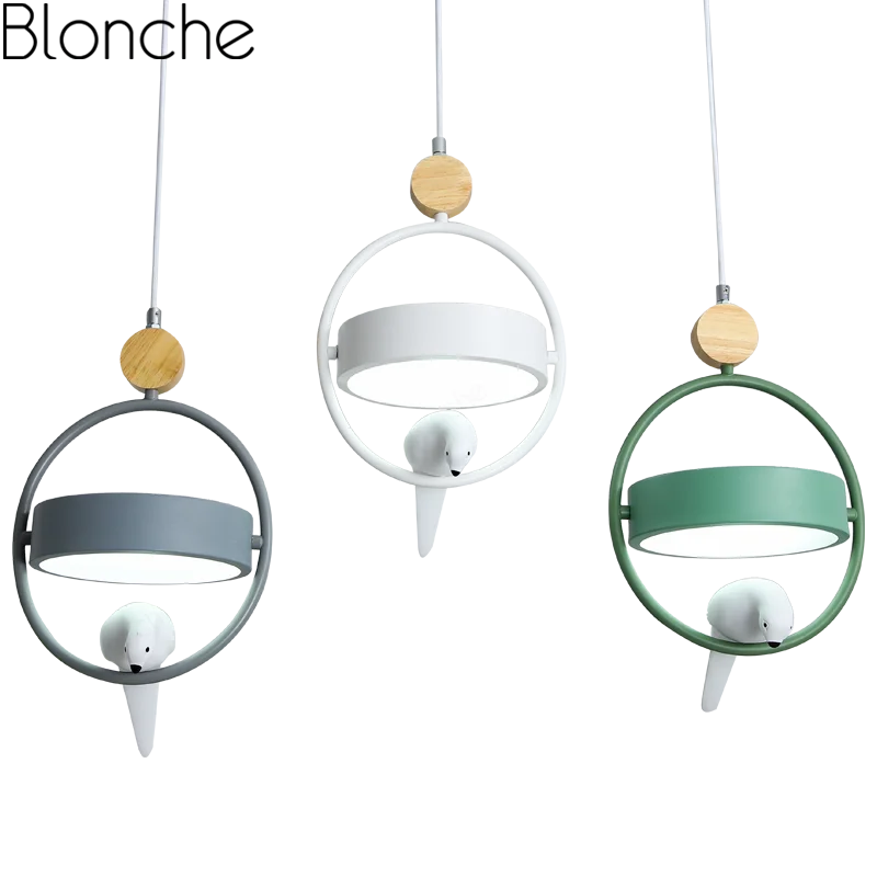 

Nordic Macaron Pendant Lights Modern Little Bird Hanging Lamps for Bedroom Kitchen Creative Light Fixtures Led Iron Luminarias