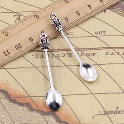 15pcs Charms Kitchen Spoon Crown 57x9mm Tibetan Bronze Silver Color Pendants Crafts Making Findings Handmade Antique DIY Jewelry