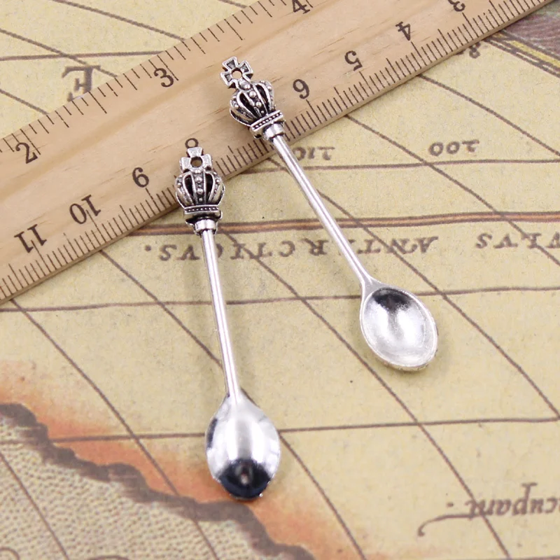 15 sztuk Charms łyżka kuchenna korona 57x 9mm tybetański brąz kolor srebrny zawieszki rzemiosło dokonywanie ustalenia Handmade Antique DIY biżuteria