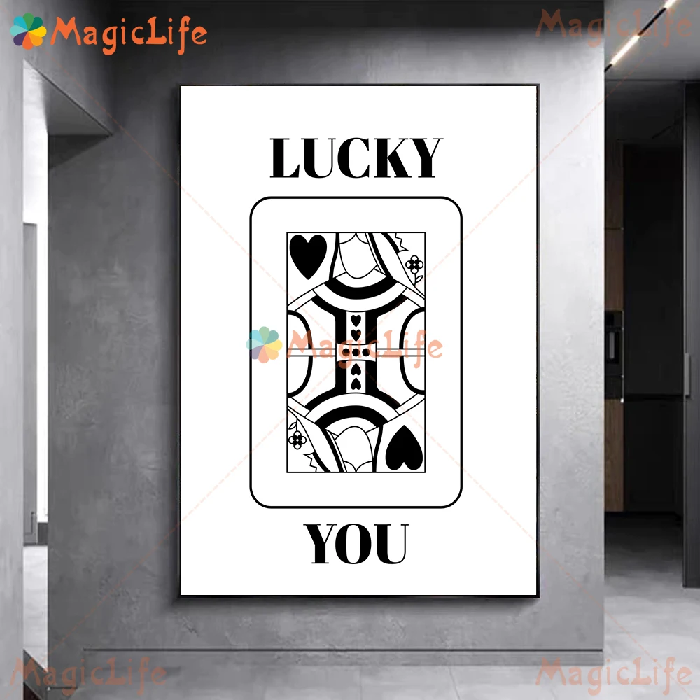 

Lucky poker living room wall picture Nordic minimalist good fortune card Poster Wall Art Decoration Canvas picture frameless