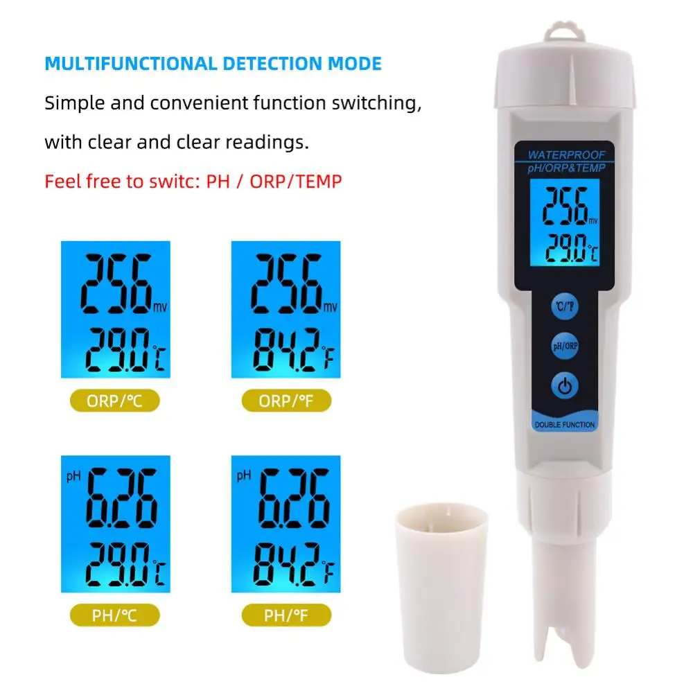 yieryi ORP-3569 ORP Meter 3 in 1 pH ORP TEMP Tester with Backlight Multi-parameter Digital Tri-Meter Water Quality Monitor