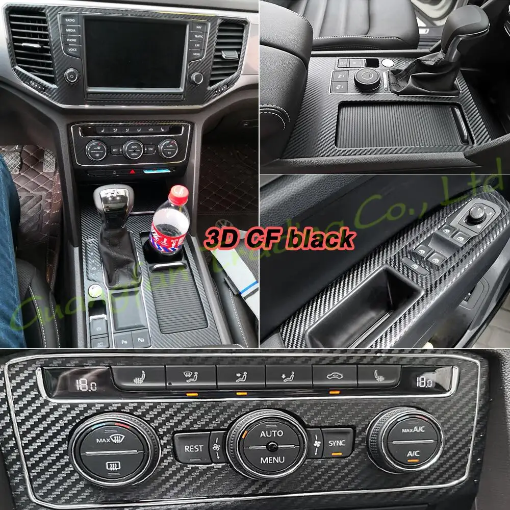 

3D/5D Carbon Fiber Car Interior Cover Console Color Sticker Decals Accessorie For Volkswagen VW Teramont Atlas 2017-2021