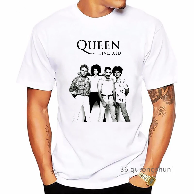 

2021 Goth Men Clothes Freddie Mercury T Shirt Queen Band T-Shirt Short Sleeve T-Shirts 2021 Summer Top Brand Rock Clothing