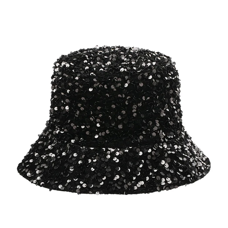 Spring and Summer Ladies Sun Hat Korean Wild Colorful Sequined Fisherman Hats Japanese Fashion Personality Catwalk Basin Cap