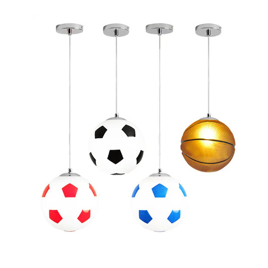 Thrisdar E27 Football Glass Ball Pendant Lights Basketball Pendant Lamp Kitchen Bedroom Restaurant Children Room Hanging Light