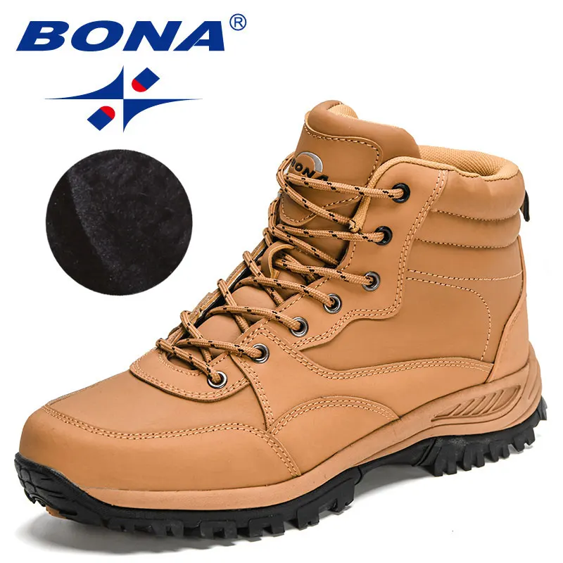 BONA 2022 New Designers Action Leather Winter Super Warm Snow Boots Men Outdoor Work Casual Shoes Man Plush  Ankle Boots Comfy