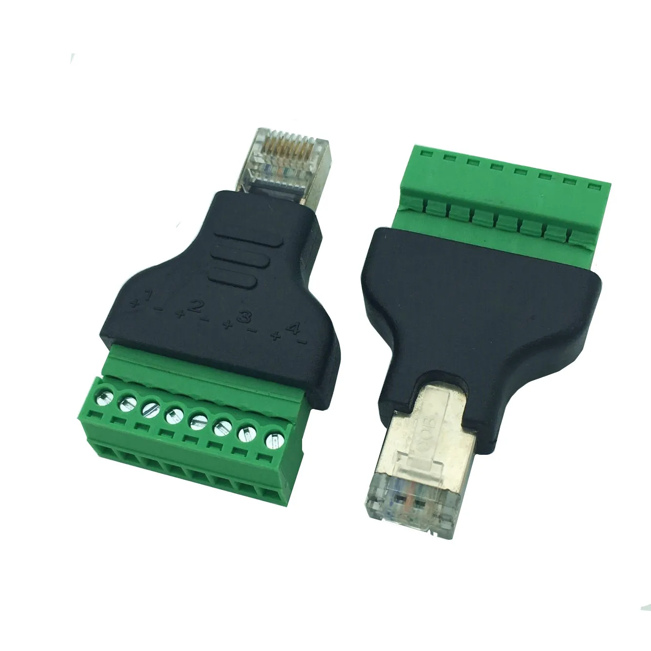 Adaptador de bloco terminal de parafuso de 8 pinos, tomada rj45 para av, conversor