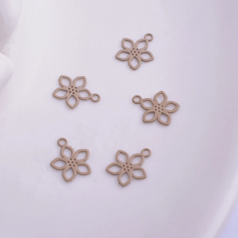 100 Stück AC4215 7*9mm Filigran Versilberte Mini-Blumenanhänger Messing Goldfarben Kleine Blumen Anhänger DIY Ohrring – Detail 3