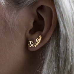 Custom Name Stud Earrings For Women Personalized Stainless Steel Name Earring Custom Party Jewelry Gift Fashion 2022 brincos