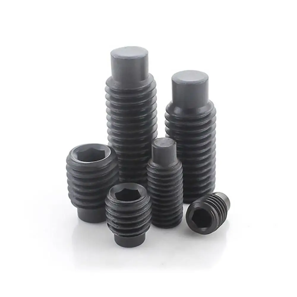 Black Hex Hexagon Socket Set Screw M3 M4 M5 M6 M8 M10 M12 Allen Head With Dog Point Grub Convex End Screws Bolts Grade 12.9