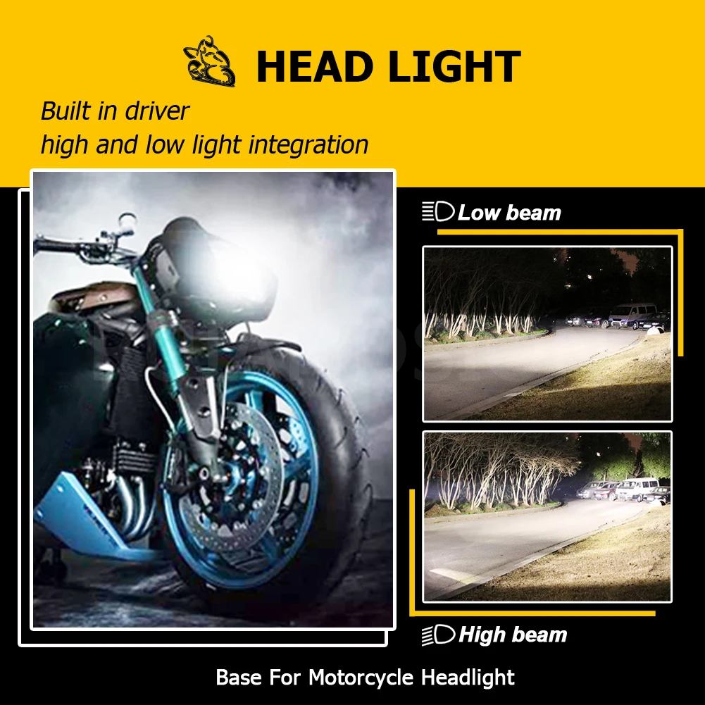 RUIANDSION 1Pcs BA21D Bulb Motorbike Moped Scooter Head Lamp Replacement 5730SMD DC 6V-30V 12V 24V 6000K White High Low Beam