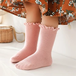 New Baby Girls Socks Long Lace Ruffle Socks Kids Knee High Soft Cotton Socken Children 0-5 Years Cute Princess Socks