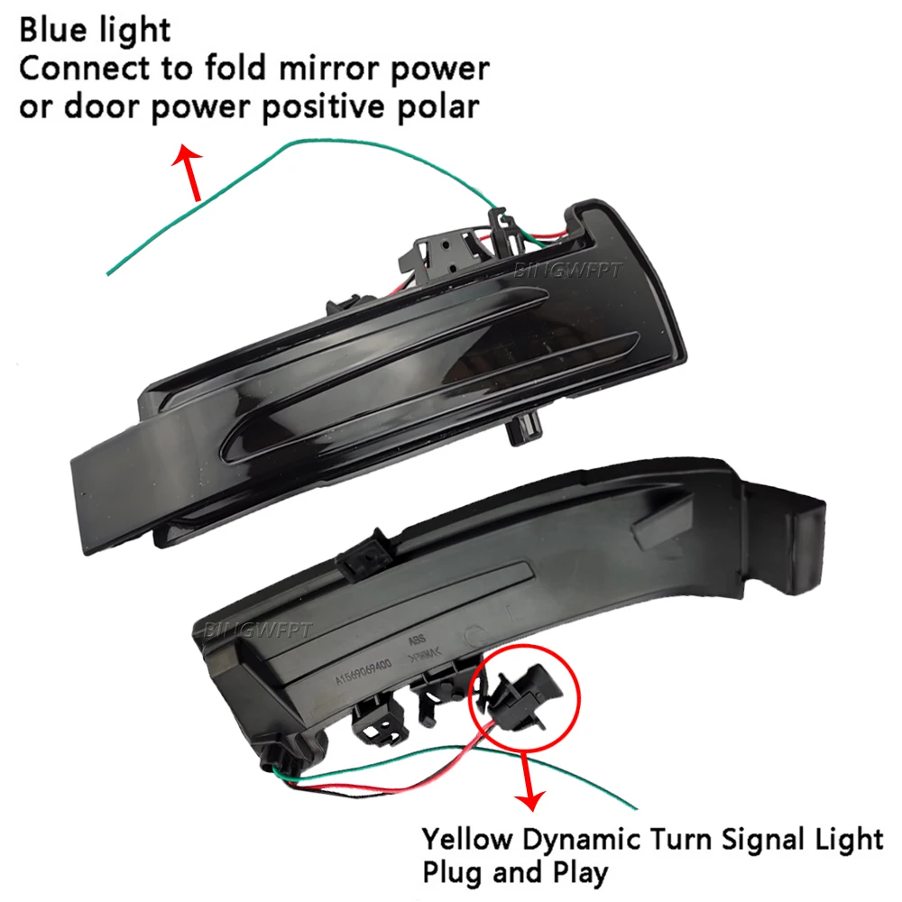 1pair Dynamic Rearview Mirror Blinker Turn Signal LED Light For Mercedes Benz W176 W246 W212 W204 CLA C117 GLA GLK W221 CLS W218