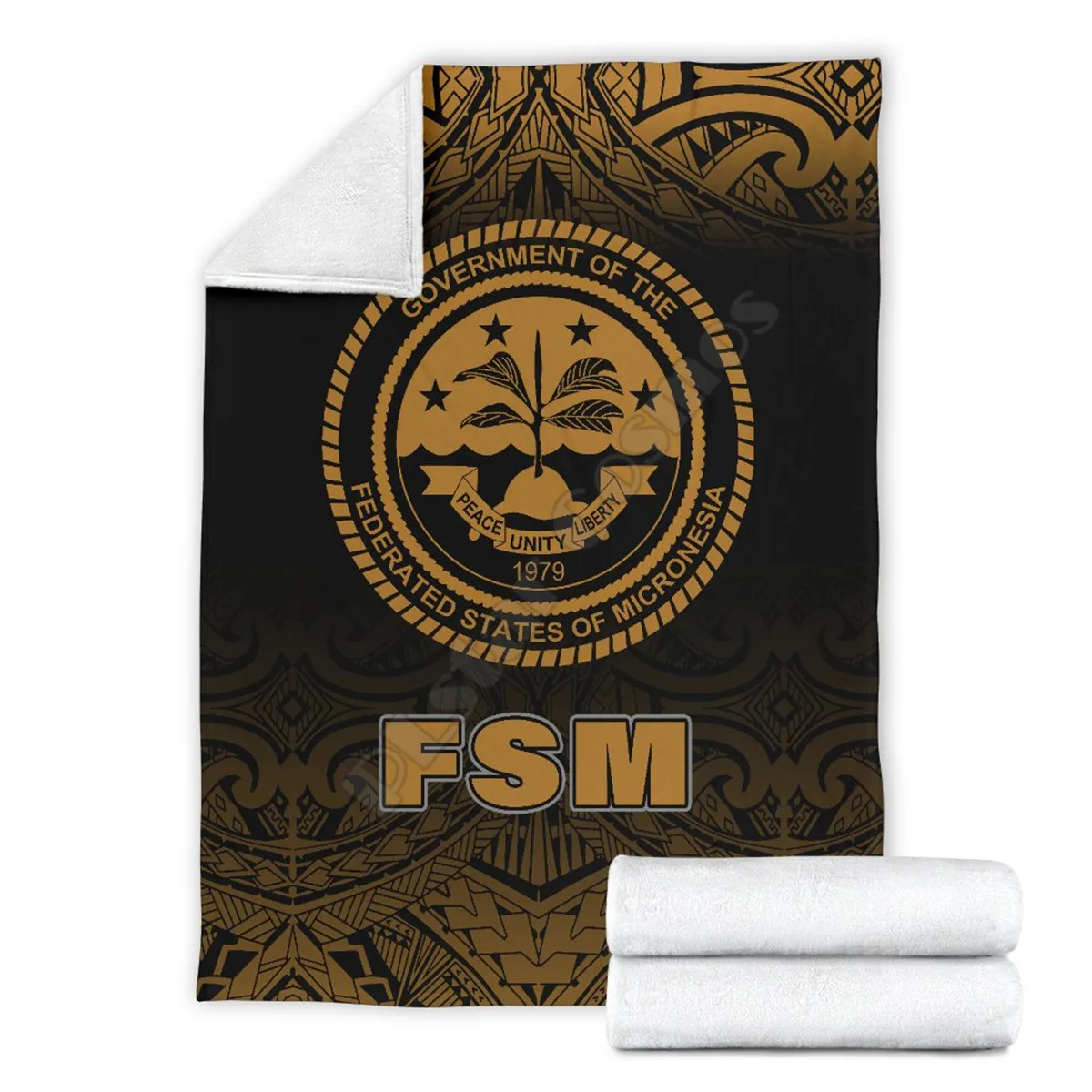 

Federated States of Micronesia Premium Blanket Gold Fog 3D Printed Plush Fleece Blanket Adult Home Office Kids Sherpa Blanket