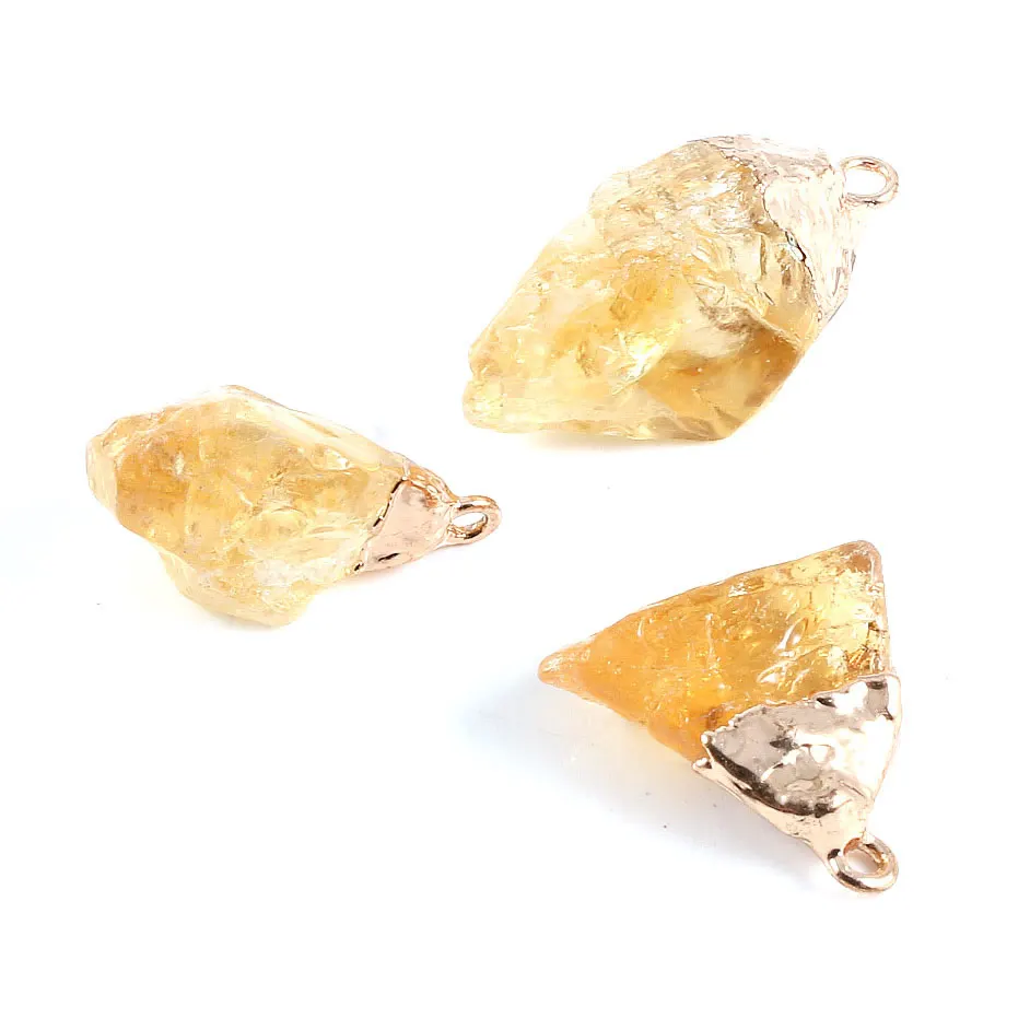 New Natural Stone Irregular Citrines Pendants Crystals Charms For DIY Jewelry Making Necklaces Bracelet