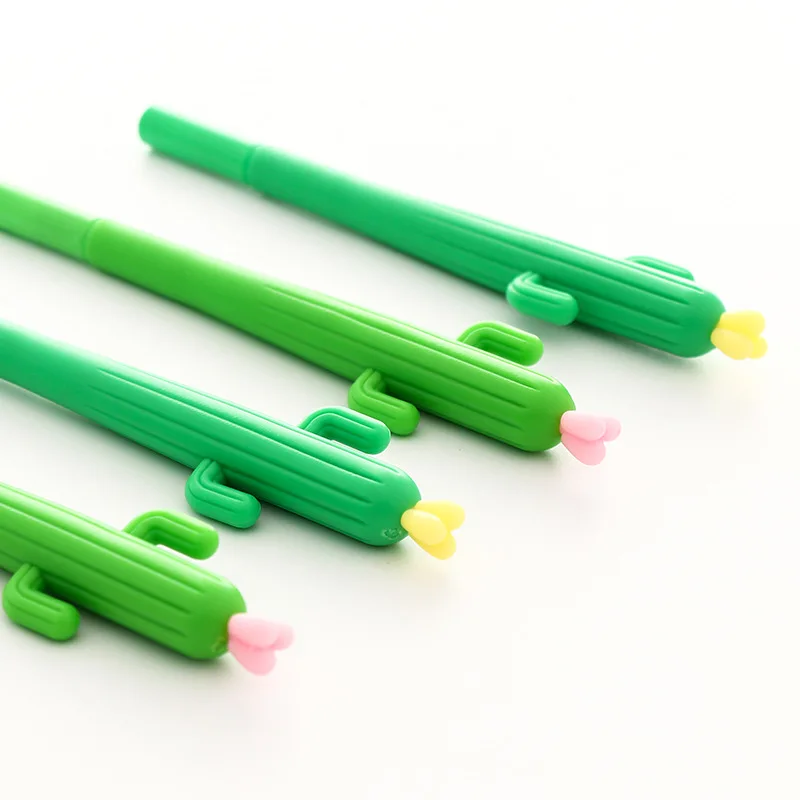 2Pcs Cute Creative Cactus Gel Pens Stationery Office School Supplies Gift Gel Pen 0.38mm Black Ink Kawaii Stationery