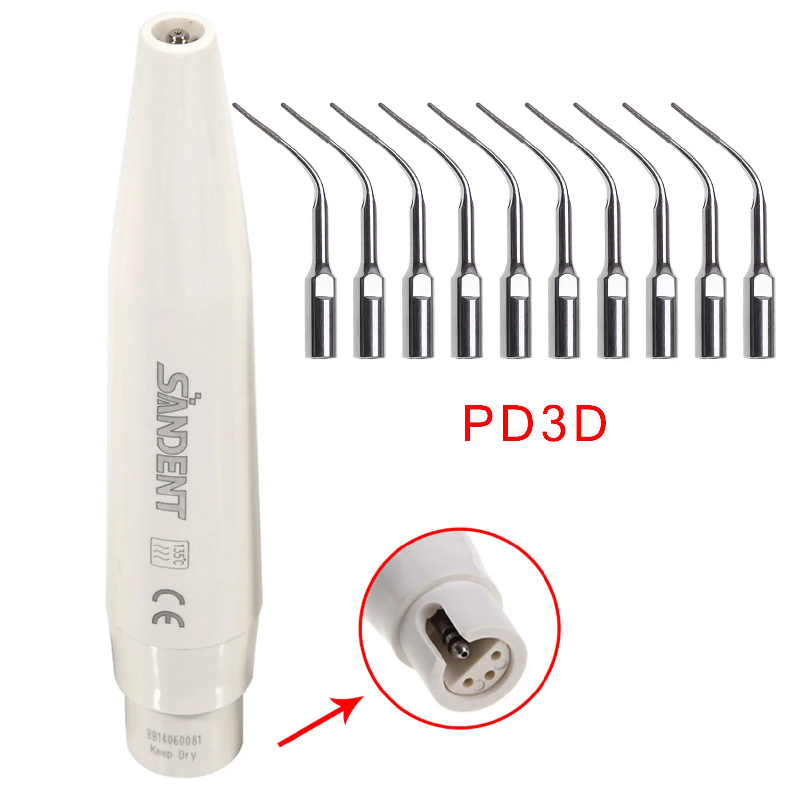 

Dental Ultrasonic Piezo Scaler Handpiece + 10PCS PD3D Scaler Tip Diamond For DTE Satelec