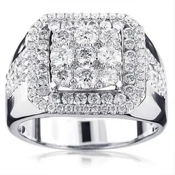 Luxury Gorgeous Men Jewelry White Zircon Rings for Wedding Engagement Party Set Gifts Size 7 8 9 10 11 12 13