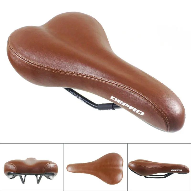 Retro Bicycle Saddle PU Leather Cycling Saddle Vintage Seat Custion Road Bike MTB Sport Saddle Classical Brown/Black Bike Seat