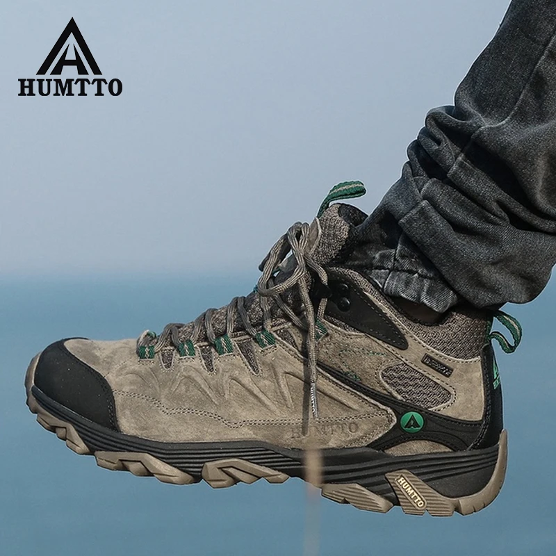 HUMTTO Waterproof Hiking Shoes Men Genuine Leather Trekking Boots Women Ankle Boots Hunting Shoes Mountain Boots Tactical Shoes