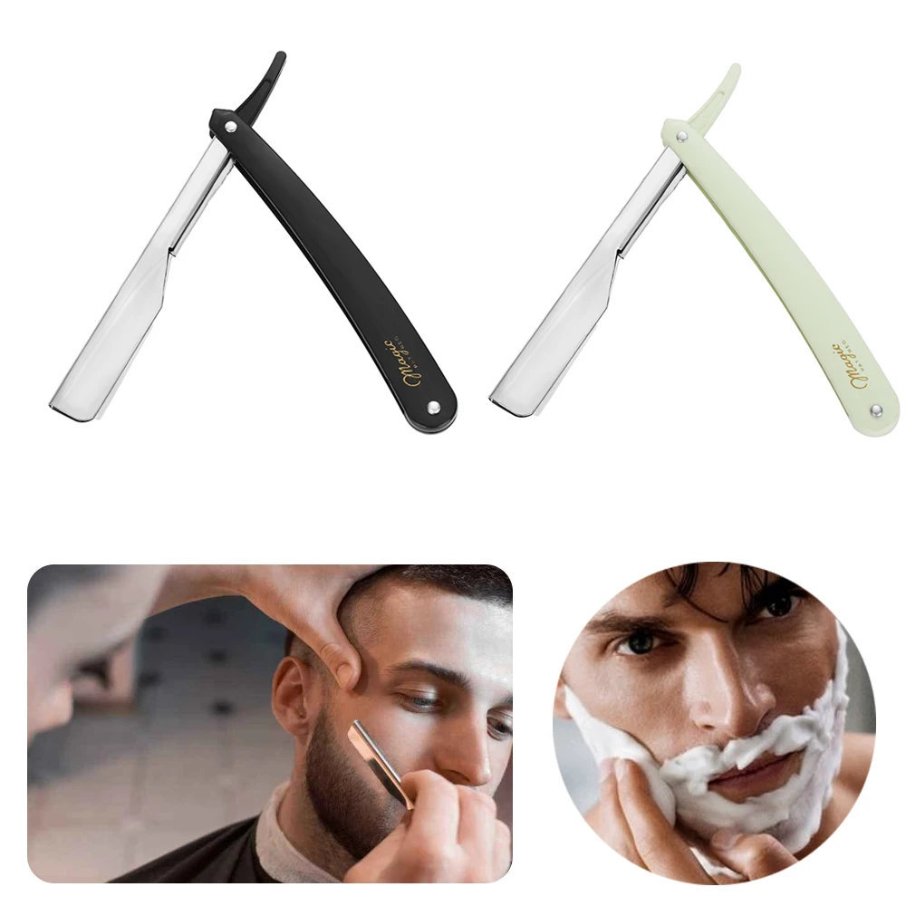 2 Colors Professional Manual Shaver Straight Edge Stainless Steel Sharp Barber Razor Folding Shaving Beard Cutter With Blade