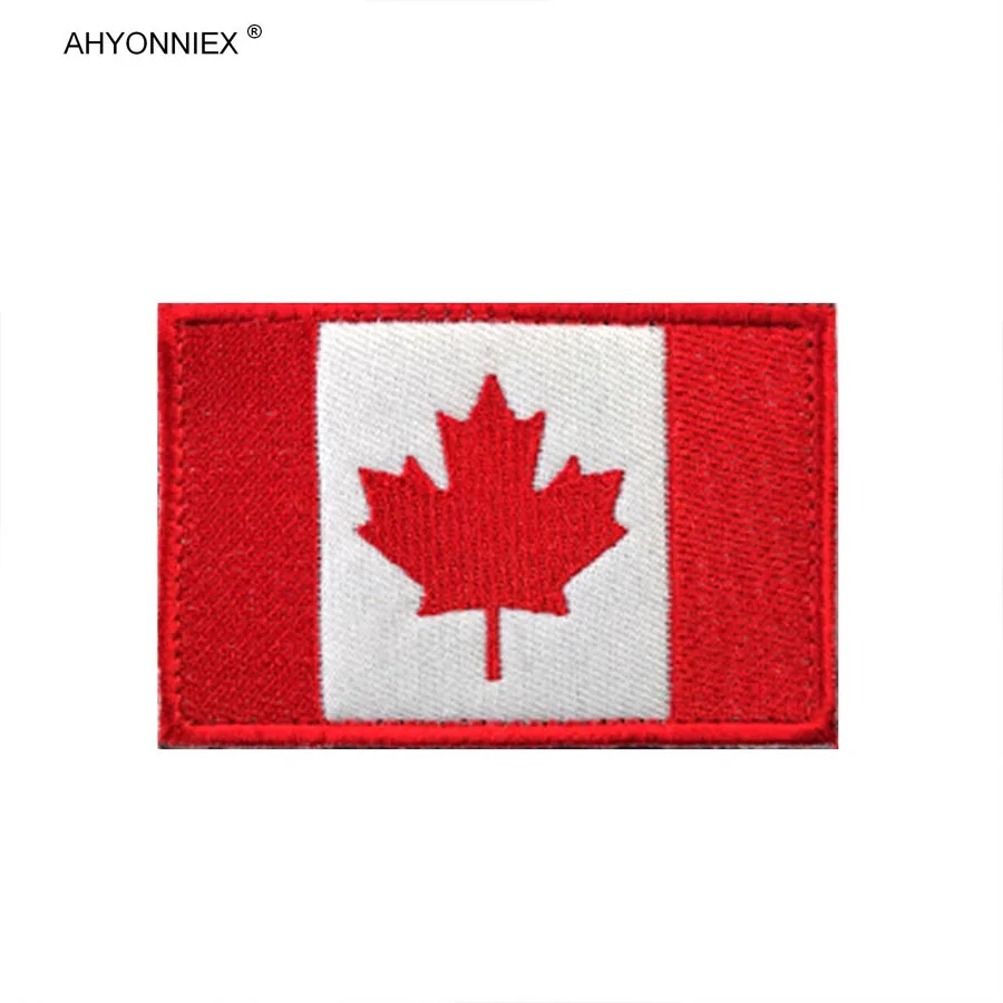 AHYONNIEX 1 PC Embroidery Canada Maple Leaf Country Flag Patch Fabric Tactical Morale Cloth and Bag Sticker Badge DIY