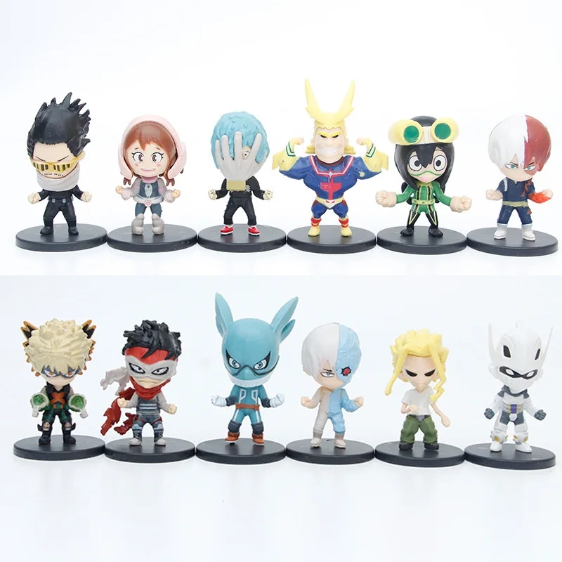 12pcs/set 7cm Anime My Hero Academia Anime Figure Midoriya Izuku Action Figure demon slayer Figurine Collectible Model Toys