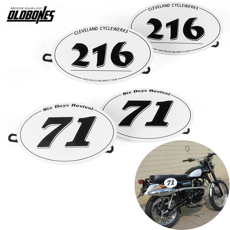 Targa da tavolo universale per MOTO in ABS 2 pezzi n. 71/NO.216 coperchio laterale sinistro e destro per MOTO CAFE RACER Tracker Scrambler