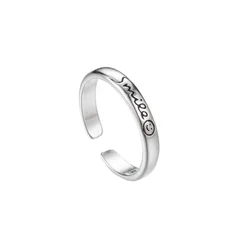 925 Sterling Silver Smiling face Open Rings For Women Vintage Style Lady Prevent Allergy Sterling-silver-jewelry