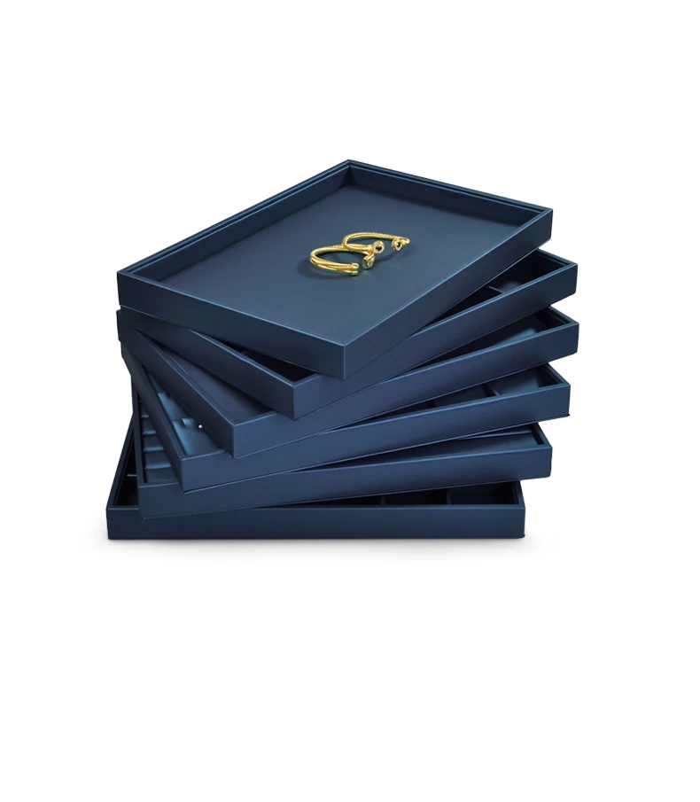 Oirlv Schmuck-Display-Platte, Schmuck-Tablett, blauer Ring, Halskette, Ausstellungsstand, Leder, Armband, Verpackung, Schmuck-Organizer-Tablett – Detail 13