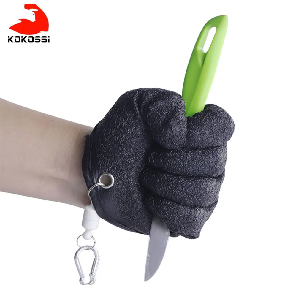 KoKossi 1Pcs Fishing Catching Gloves Protect Hand from Puncture Scrape Fisherman Professional Catch Fish and with Magnet Release