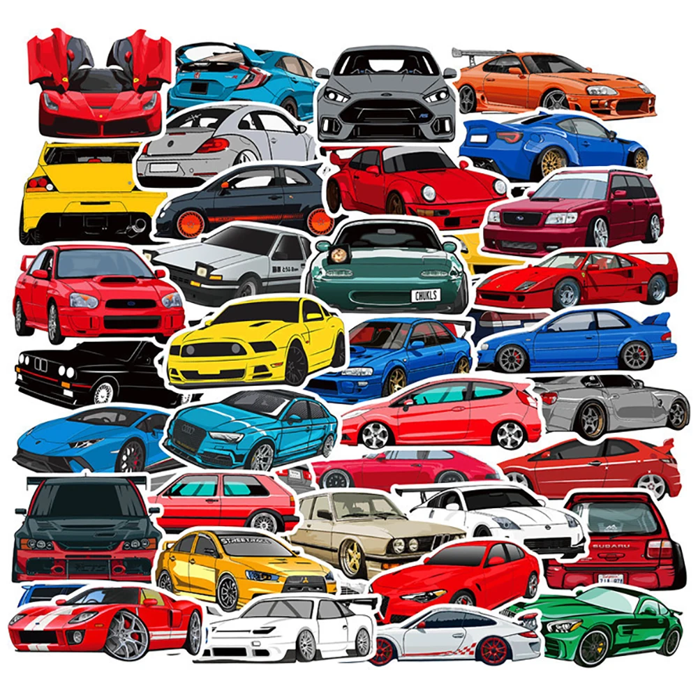 

10/30/50/100PCS Retrofit Racing Car Graffiti Stickers Car Motorcycle Travel Luggage Guitar Fridge Laptop Waterproof Cool Sticker