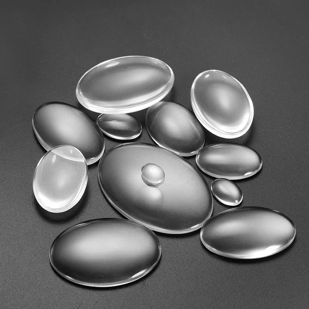 5-50pcs/lot Size 10-50mm Oval Glass Cabochon Cameo Transparent Clear Flat Back Crystal Cabochon For Jewelry Making Accessories