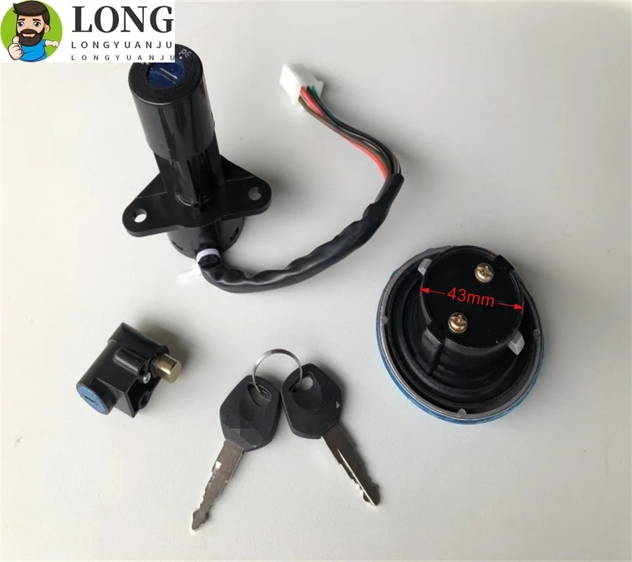 Motorcycle 6 Wire Ignition Switch Lockset direction of the lock Fuel Tank Cover Key For QJ125 LF125 125CC