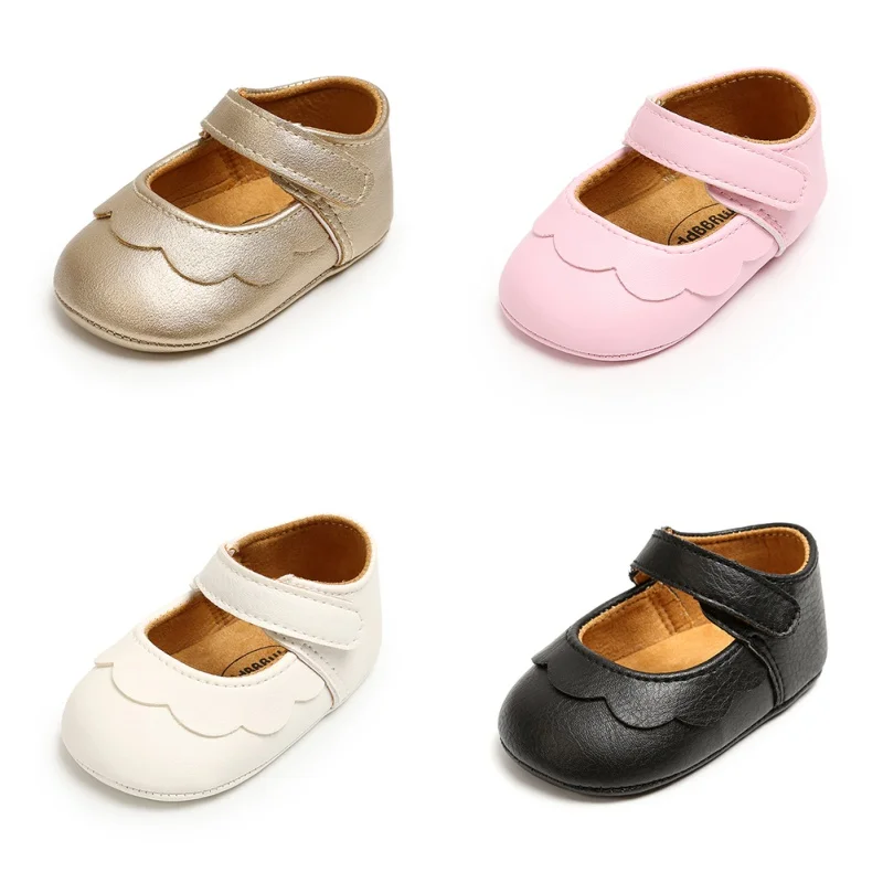 

Newborn Baby Girls Shoes PU Leather Solid First Walkers Golden Black Pink White Soft Soled Non-slip Crib Shoes