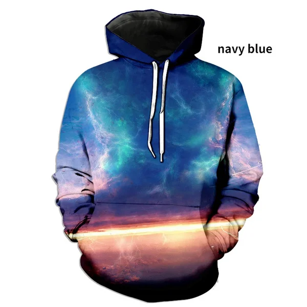 Hot sale 3D printing natural scene tornado hoodie fashion men's fun sports pullover sweater S-4XL