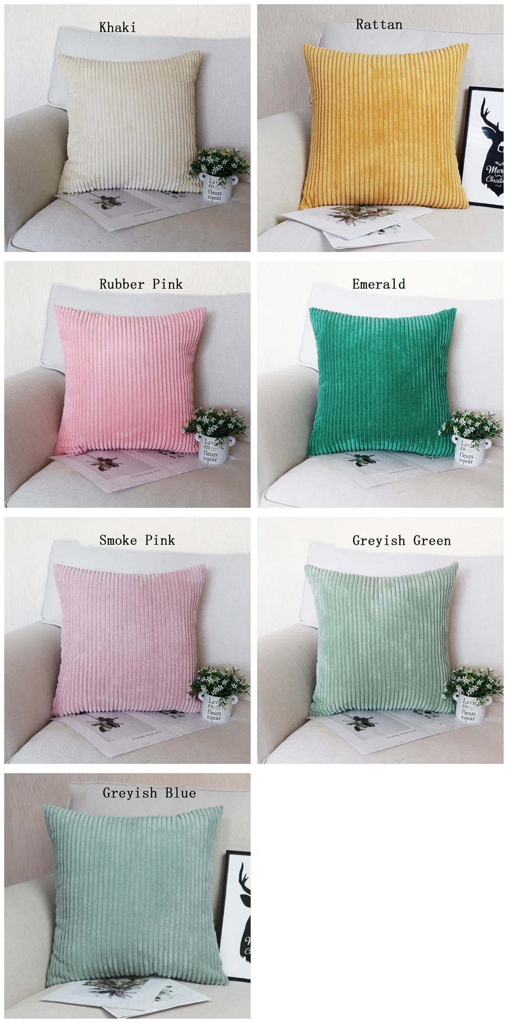 Supersoft Cord-Kissenbezug, einfarbig, gestreift, Dekokissenbezüge, dekorativer Kissenbezug für Sofa, Bett, Wohnzimmer, Dekoration – Detail 12