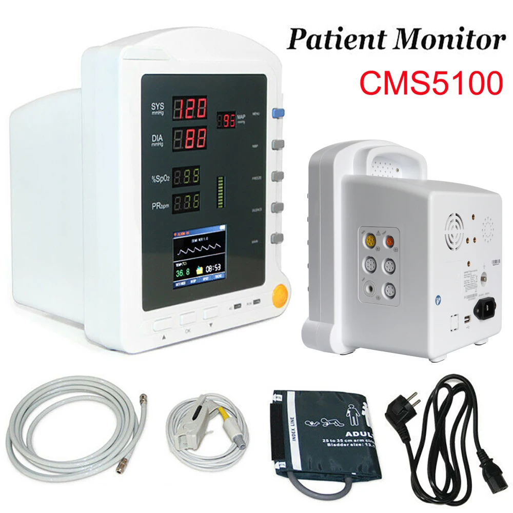 

Patient Monitor for Human CMS5100 Portable Multi Parameter Ambulance NIBP SPO2 TEMP PR Digital ICU CCU Vital Signs Monitor