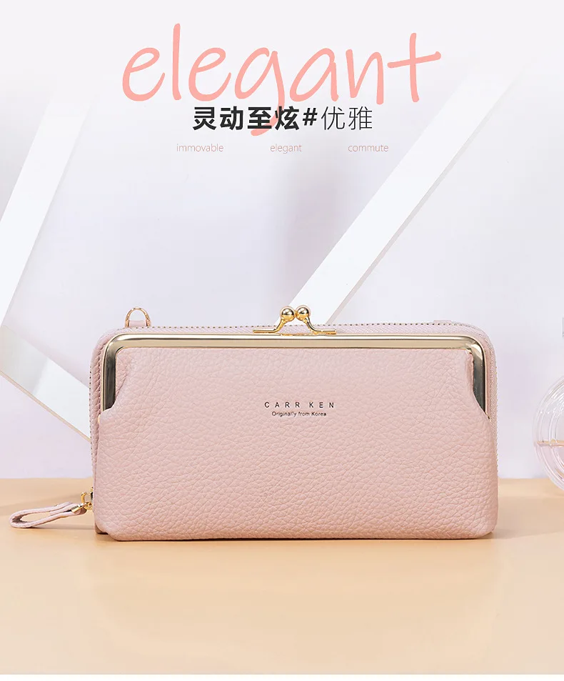 Women Mini Shoulder Bag Soft PU Leather Small Purse Long Money Wallet Mobile Phone Multifunction Credit Card Holder For Girls