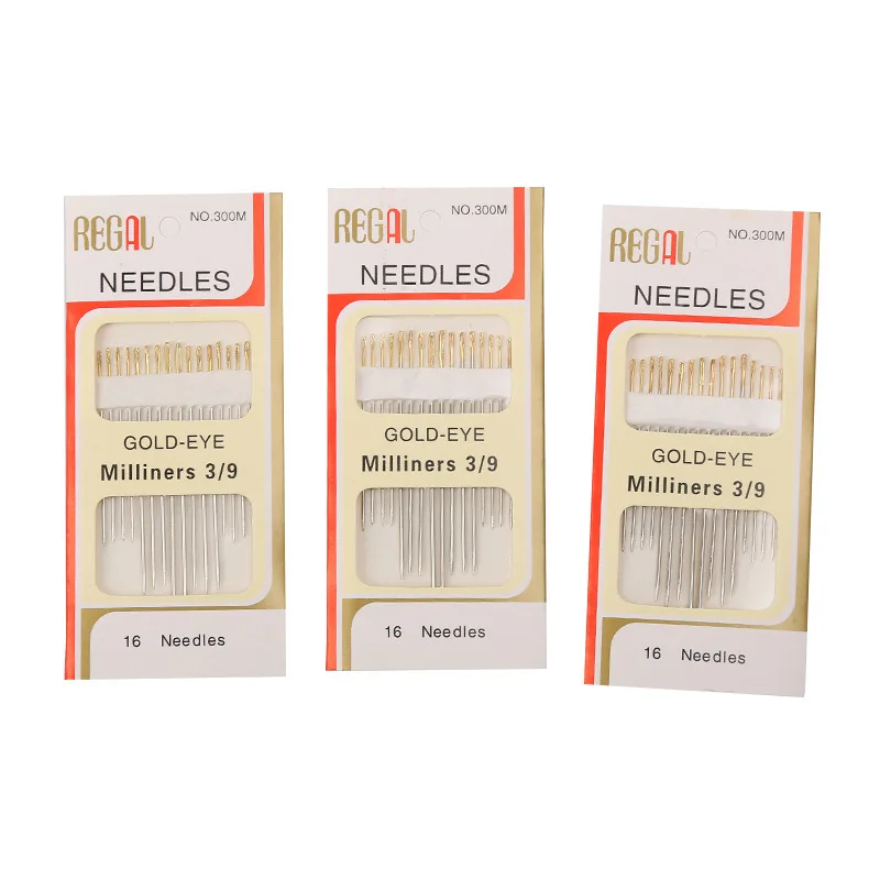 Hand-sewn Sewing Needle Household Hand-sewing Needle Box Gold Tail Steel Needle Stitch Quilt Doll Suture Needle 16 Sticks Pack