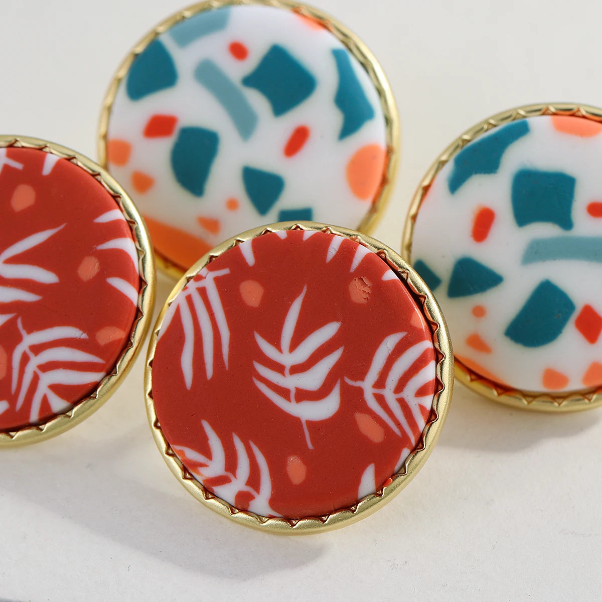 AENSOA Fashion Graffiti Round Polymer Clay Stud Earrings For Women Colorful Cute Geometric Circe Earring Jewelry Gift Wholesale