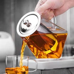 Tea Utensils Heat Resistant Glass Teapot With Stainless Steel Infuser Heated Container Good Clear Teaware Kettle Filter Baskets