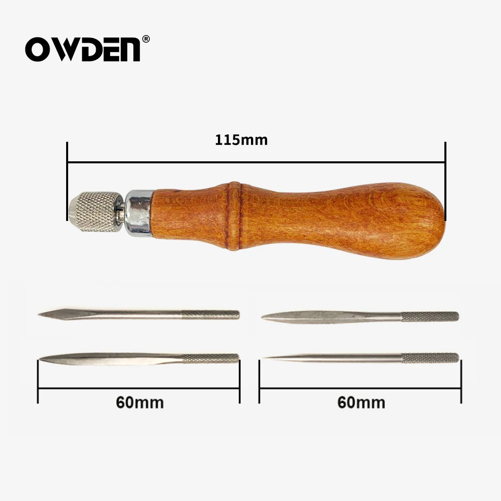 OWDEN Leather Awl Tool Set DIY Wood Handle Sewing Stitching Lacing Scratch Tool