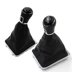 Black ABS+Leather Car 5/6 speed Gear Shift Konb Gaiter Shifter Knob For VW PASSAT B6 B7 CC 2005-2013