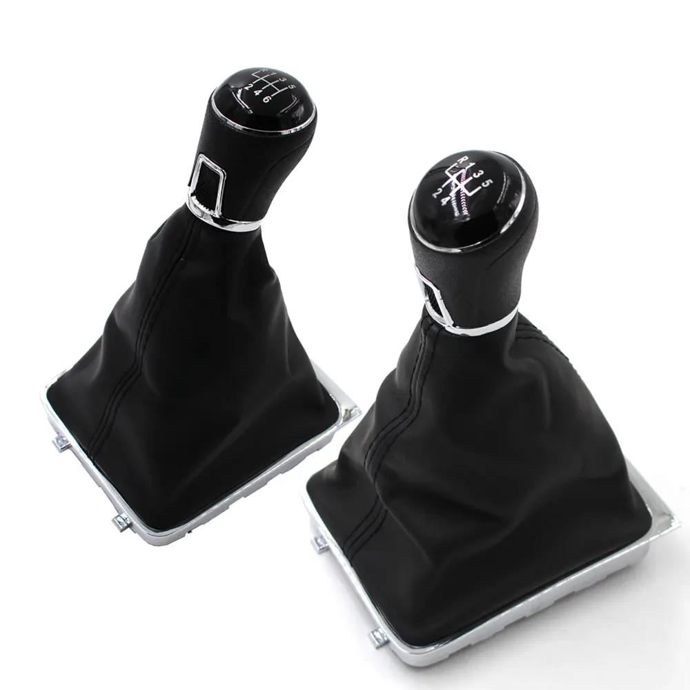 Black ABS+Leather Car 5/6 speed Gear Shift Konb Gaiter Shifter Knob For VW PASSAT B6 B7 CC 2005-2013 