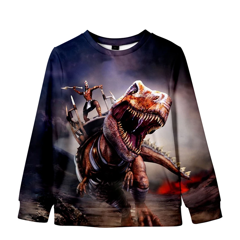 Dinosaur Tyrannosaurus Cartoon 3d Hoodies Pullover Print Men Women Capless Sweatshirts Tops Long Sleeve O-neck Boys Girls Hoodie