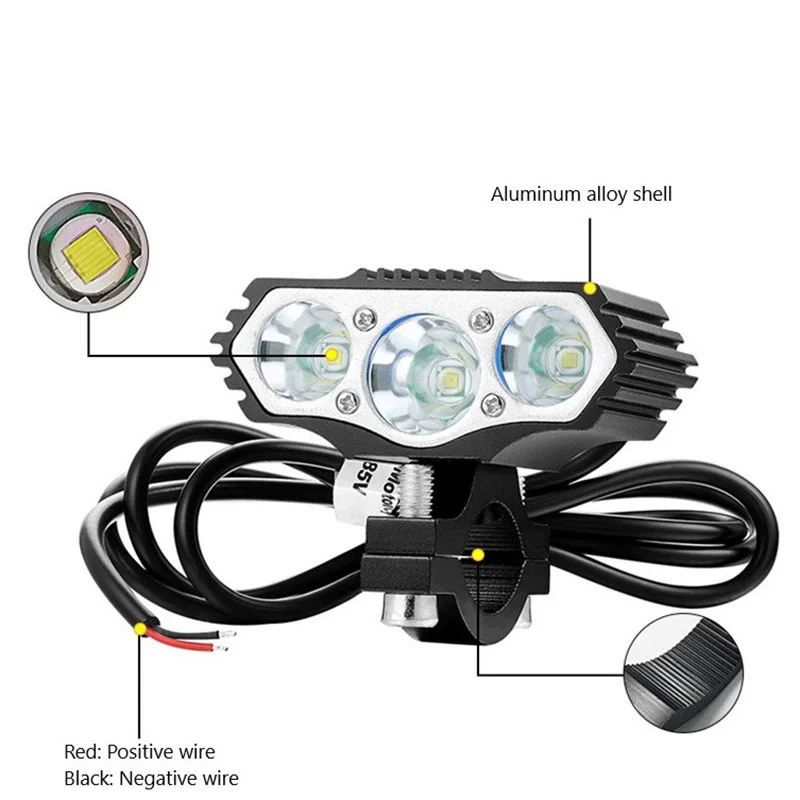 Luz Led para motocicleta eléctrica, faro motorizado 3T6 de 12V, 36V, 48V y 85V, accesorio para bicicleta eléctrica